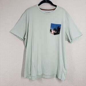 Free Planet T-Shirt Mens XL Mint Green Crew Neck Short Sleeve Pocket Tee Palm